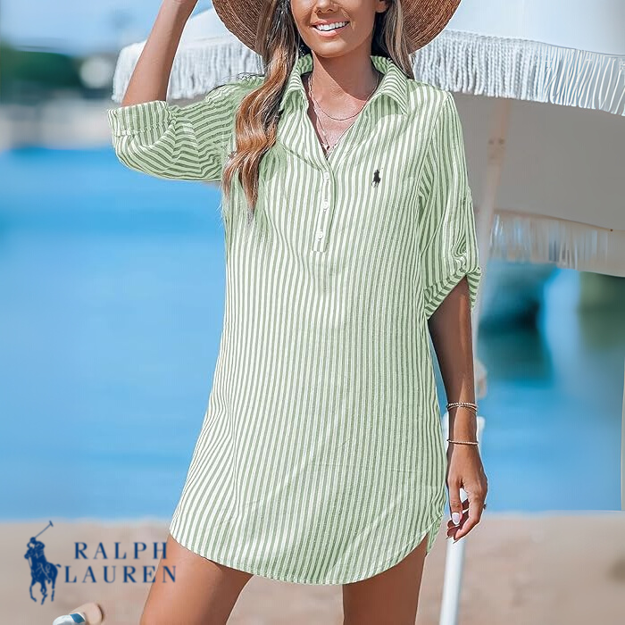 R. Lauren Vestido-Camisa de Rayas Clásico