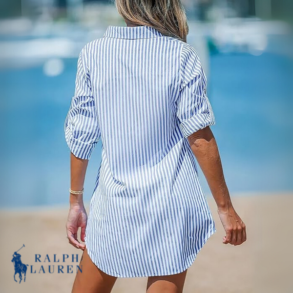 R. Lauren Vestido-Camisa de Rayas Clásico
