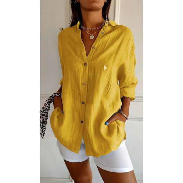 Camisa clásica de mujer RL con entrepierna suave y botones.