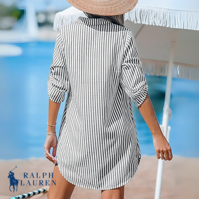 R. Lauren Vestido-Camisa de Rayas Clásico