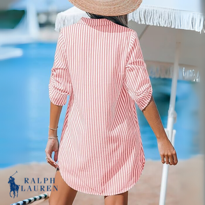 R. Lauren Vestido-Camisa de Rayas Clásico
