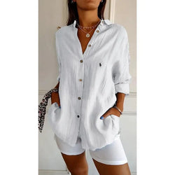 Camisa clásica de mujer RL con entrepierna suave y botones.