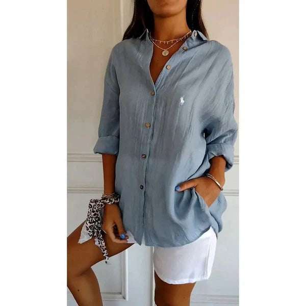 Camisa clásica de mujer RL con entrepierna suave y botones.